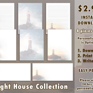 Colección Lighthouse de papelería descargable de JW 8 piezas en total