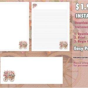 Blumenwagen - JW Instant Download Briefpapier