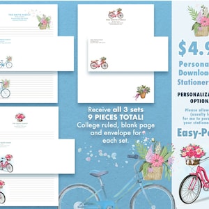 Download INSTANTÂNEO - JW Vintage Bicycle Collection Conjuntos de papelaria para escrever cartas com envelopes