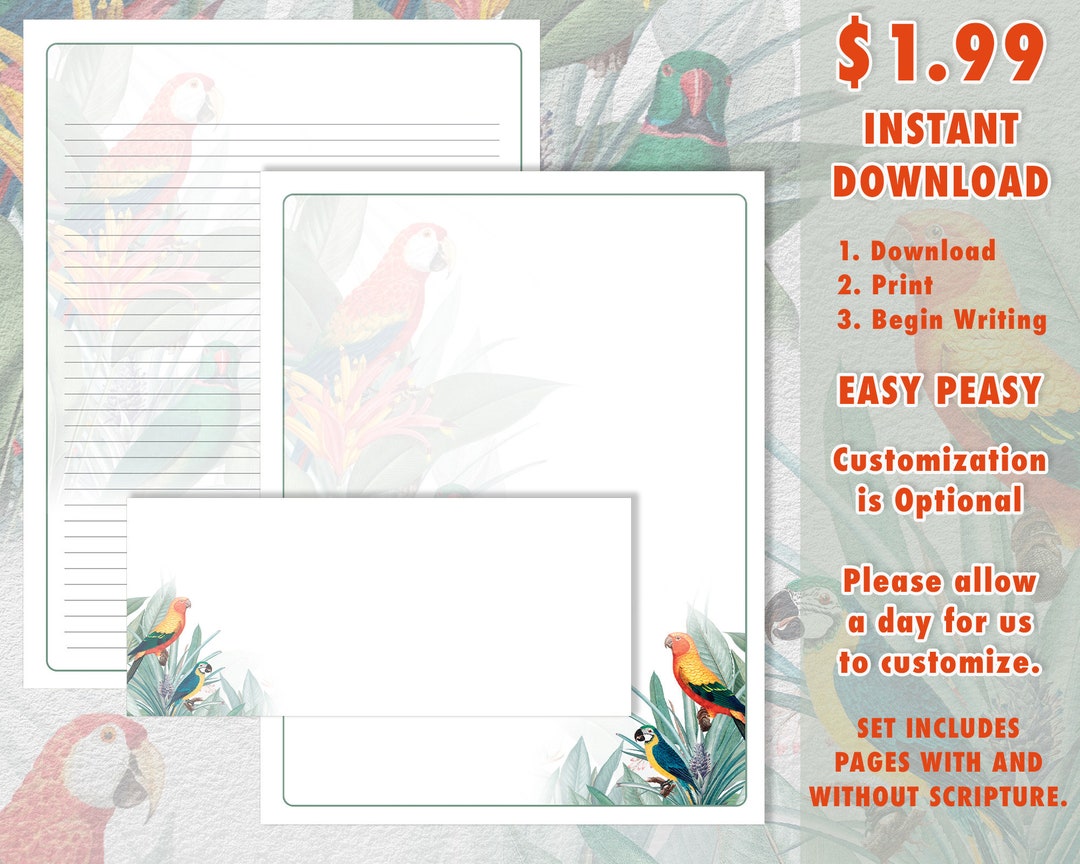 Macaw Theme JW Downloadable Letterhead Stationery Set Etsy Australia Macaw theme jw downloadable letterhead stationery set etsy australia