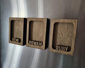 Personalized Wood Kids Wallet Size School Picture Frame, Refrigerator Magnet/School Photo/Name Frame