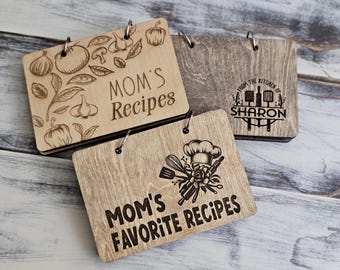 Personalized Wooden Recipe Binder/ Custom Cook Book/Family Recipes Organizer/Engraved Rustic Kitchen Gift