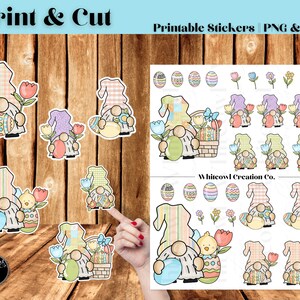 Printable Sticker Sheet | Easter Gnomes | Digital Download | PNG & PDF