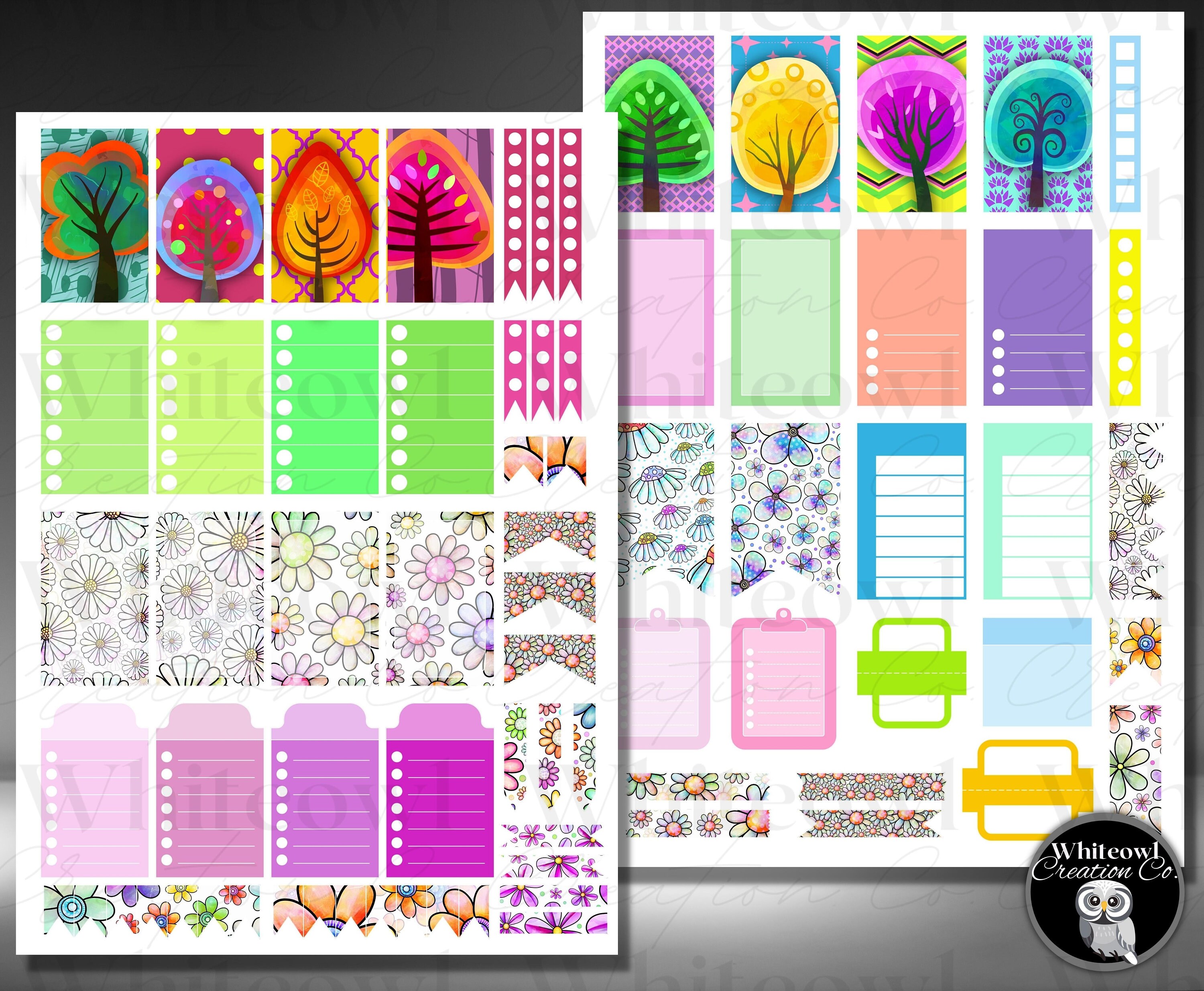 Printable Planner Sticker happy Trees Digital Planners 7 X 9 Png, Pdf ...