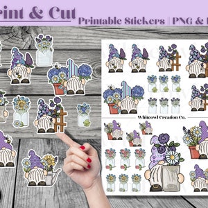 Printable Sticker Sheet "Wildflower Gnomes" | Digital Download | PNG & PDF