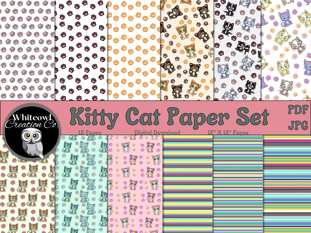 Printable Scrapbook Paper kitty Cat Printable Etsy