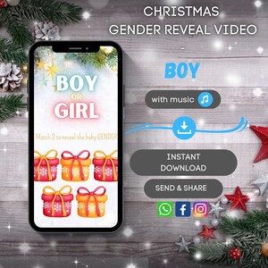 Video di rivelazione del genere di Natale È un RAGAZZO / Gratta e vinci / Download istantaneo / Scheda video Annuncio di gravidanza digitale