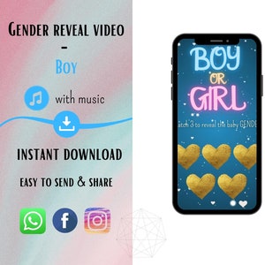 Gender Reveal Video It's a Boy / Gratta e Vinci / Download istantaneo / Annuncio digitale della scheda video