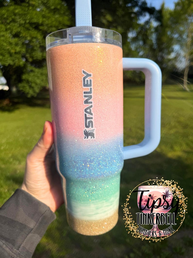 RTS Stanley Protour 30 oz Pastel Beach Glitter Tumbler bild 1