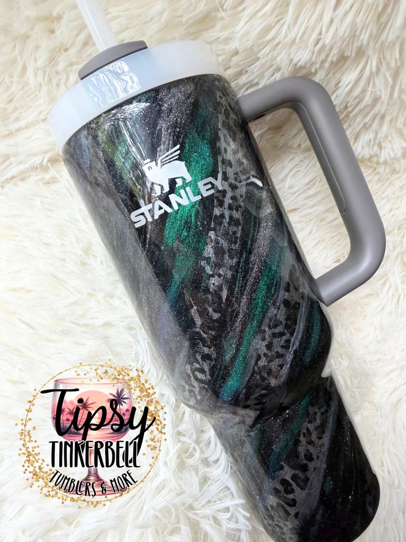 RTS Stanley Quencher 40 oz Leopard Print, Mica Swirl, and Glitter Tumbler bild 10