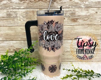 Vaso de girasol con estampado de leopardo y purpurina epoxi para enseñar, amar e inspirar. Personalización gratuita.