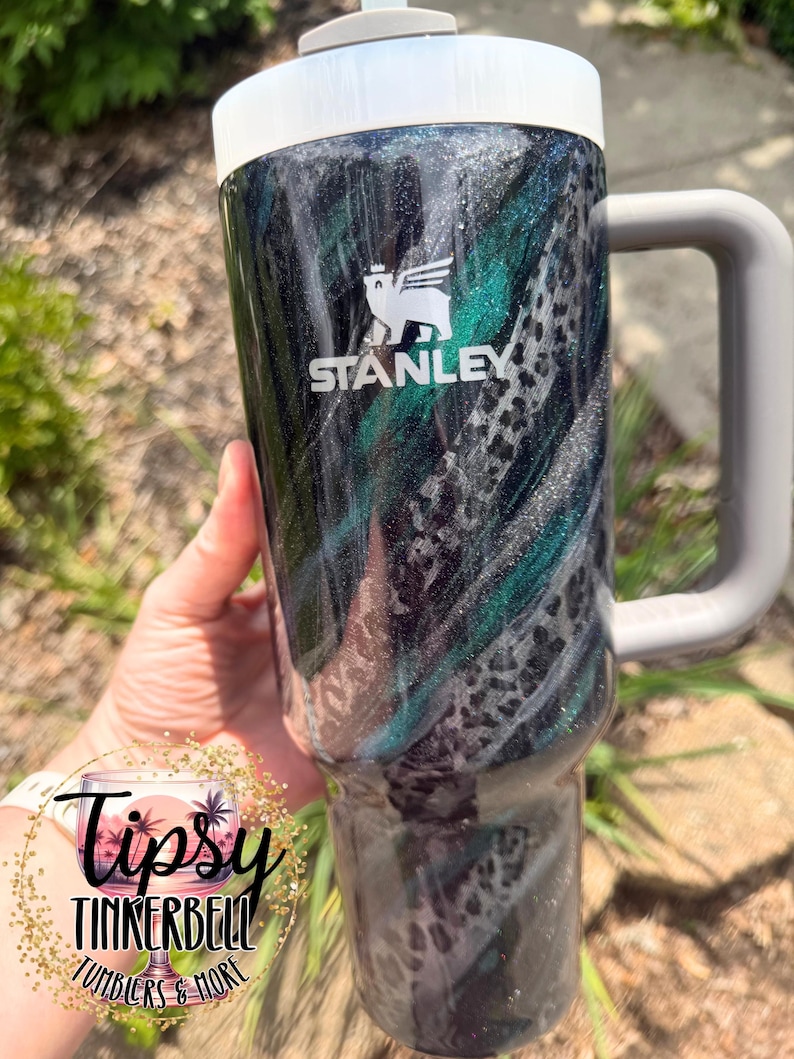 RTS Stanley Quencher 40 oz Leopard Print, Mica Swirl, and Glitter Tumbler bild 4