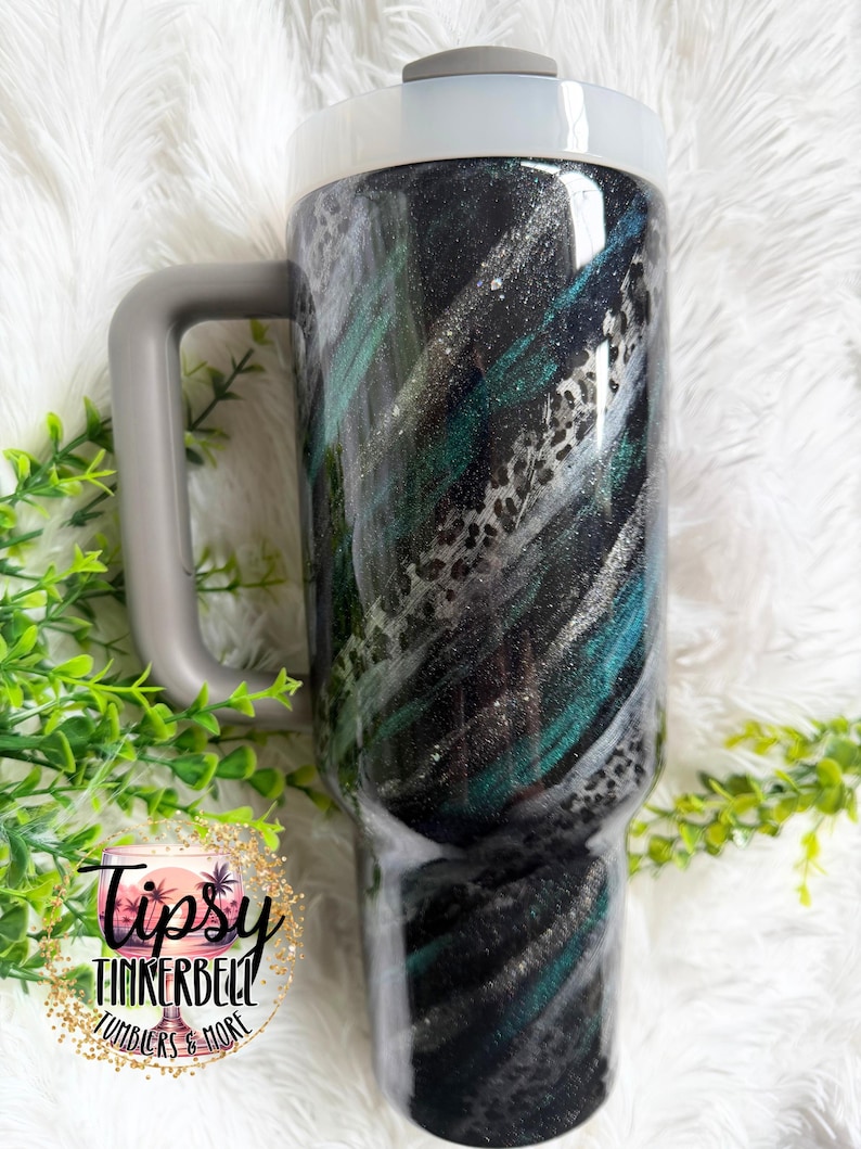 RTS Stanley Quencher 40 oz Leopard Print, Mica Swirl, and Glitter Tumbler bild 8