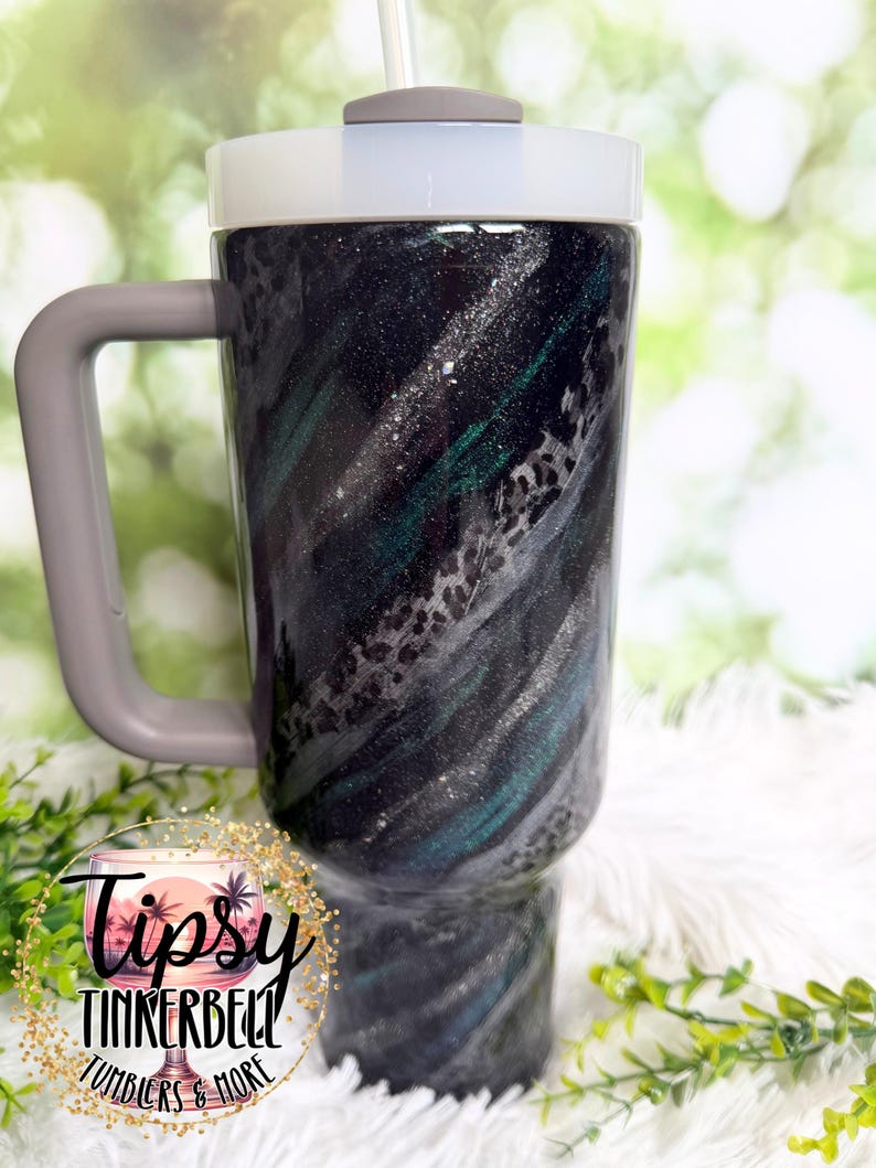 RTS Stanley Quencher 40 oz Leopard Print, Mica Swirl, and Glitter Tumbler bild 7
