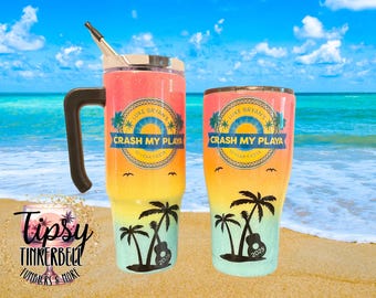 Crash My Playa Sunset Epoxy Glitter Tumbler, 2027 Logo, Free Personalization