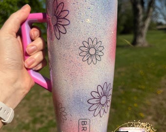 RTS Brumate Era Vaso con purpurina epoxi y margaritas de ópalo pastel de 40 oz