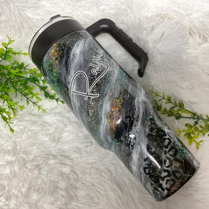 40 oz Glitter Milkyway Epoxy Tumbler with Removable Handle, Free Personalization
