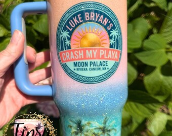 Crash My Playa Pastel Sunset Epoxy Glitter Tumbler, 2027 Logo, Free Personalization
