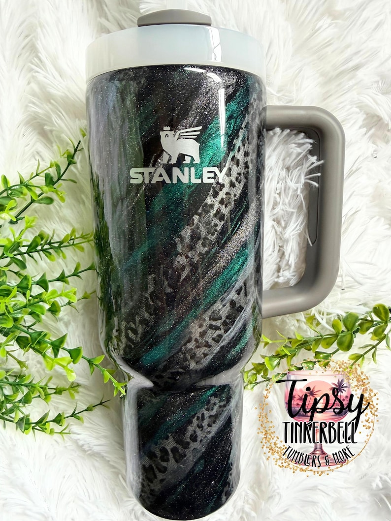 RTS Stanley Quencher 40 oz Leopard Print, Mica Swirl, and Glitter Tumbler bild 1