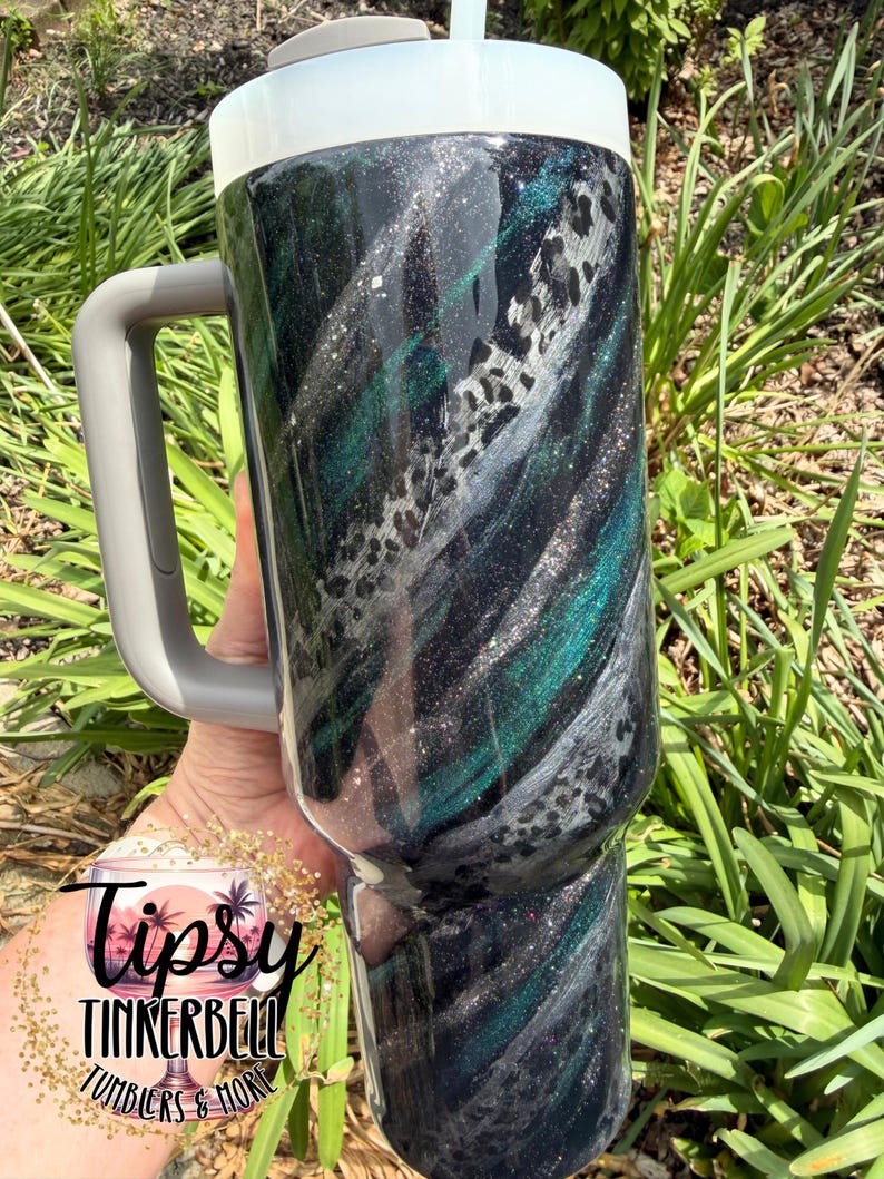 RTS Stanley Quencher 40 oz Leopard Print, Mica Swirl, and Glitter Tumbler bild 5