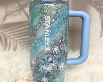 Authentic Stanley ProTour 30 or 40 oz Snowflake Glitter Epoxy Tumbler