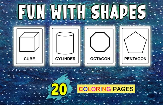 fun with shapes printable coloring pages instant download etsy