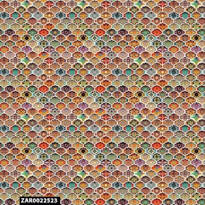 Spicy Orange Turquoise Orchid Floral Geometric Design Printed 100% Combed Cotton Quilting Fabric - Style CQ-104