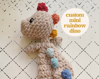 Mini Rainbow Dino Snuggler - CUSTOM Crochet Dinosaur - Baby Nursery Decor - Boho Baby - Rainbow Baby Gift - Toddler Birthday