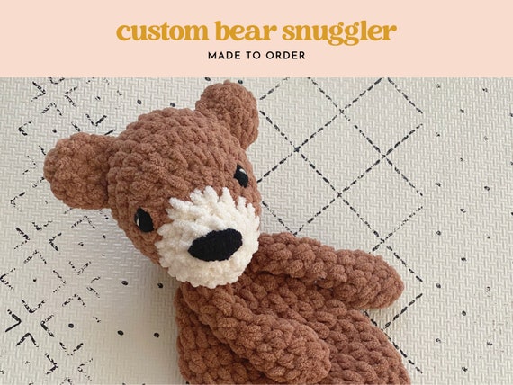 CUSTOM Bear Snuggler - Teddy Bear Lovey - Crochet Teddy Bear - Baby Bear - Baby Shower Gift - First Birthday Gift