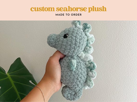 Seahorse Plush Toy - Crochet Seahorse - Beach Baby Gift - Ocean Baby Shower - Coastal Charm - Sea Animal Toy - Ocean Nursery - Nautical Baby
