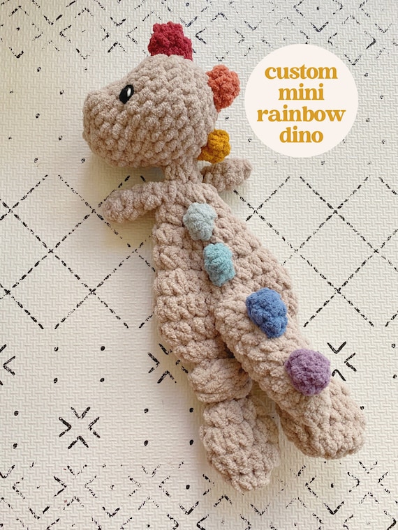 Mini Rainbow Dino Snuggler - CUSTOM Crochet Dinosaur - Baby Nursery Decor - Boho Baby - Rainbow Baby Gift - Toddler Birthday