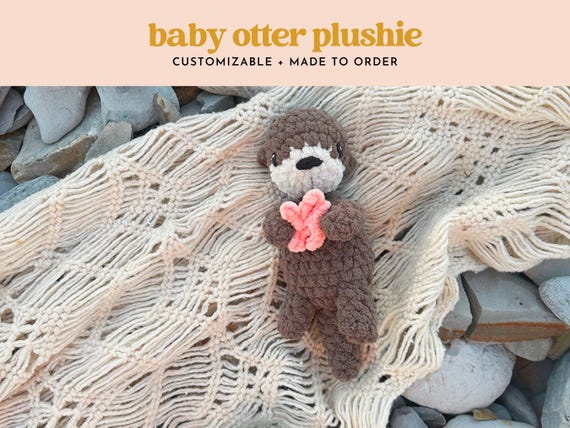 Sea Otter Plushie with Sea Star - Custom Crochet Otter Stuffed Animal - Ocean Nursery Decor - Coastal Baby Room