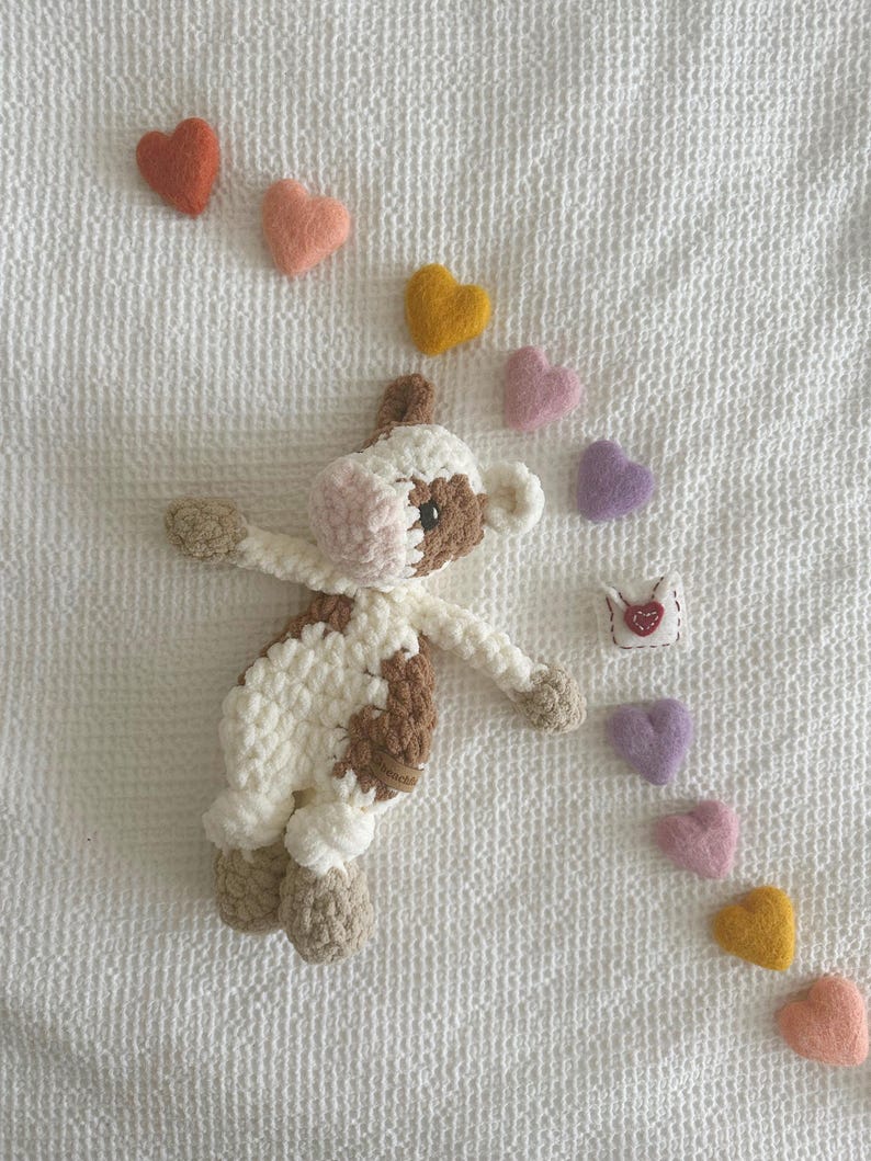 Mini Cow Snuggler - Western Baby Nursery Decor - CUSTOM Crochet Cow Lovey - Cowboy Nursery - Brown Cow - Baby Shower Gift - Baby Keepsake imagem 2