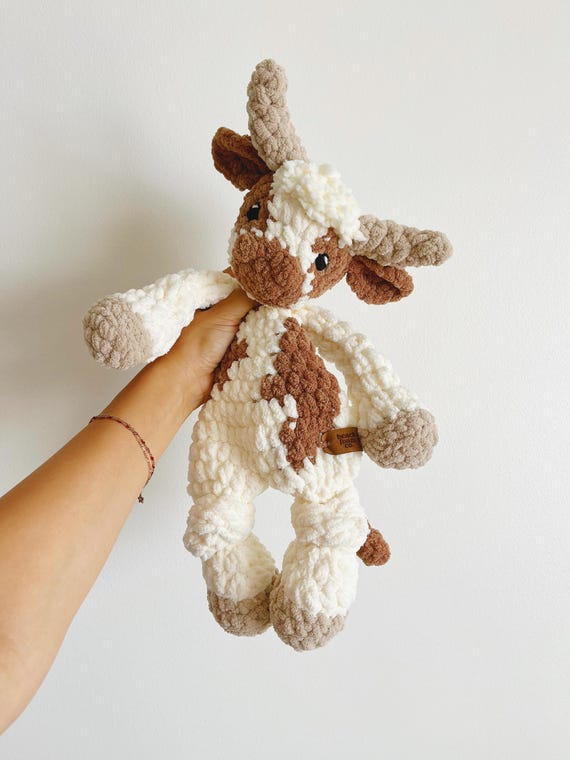 Cow Snuggler - Baby Longhorn Lovey - Western Nursery Decor - Custom Crochet Cow Lovey - Texas Longhorn Stuffed Animal - MADE TO ORDER