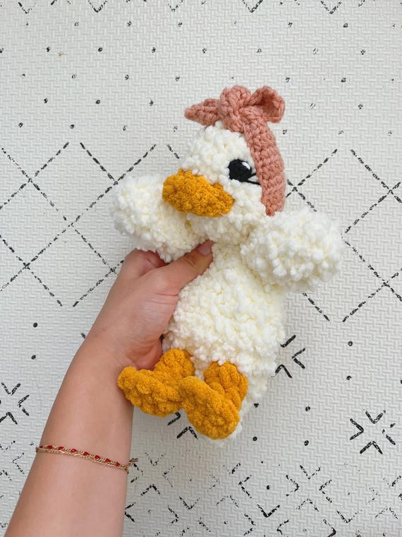 CUSTOM Fuzzy Duck Snuggler - Mini Della Duck Lovey - Easter Basket Stuffer - Baby Duck Lovey - Stuffed Animal Duck - Baby Shower Gift