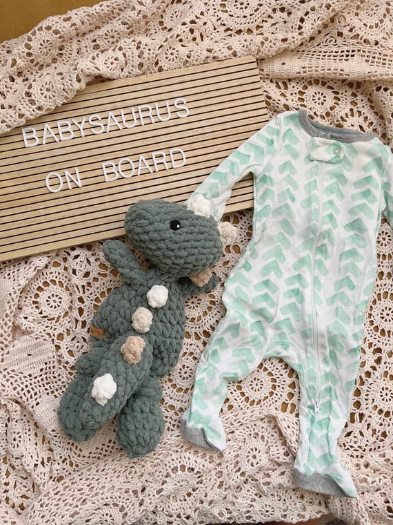 Mini Neutral Dino Snuggler - CUSTOM Crochet Dinosaur - Dinosaur Baby Toy - Dinosaur Nursery - Baby Shower Gift - Baby Nursery Decor