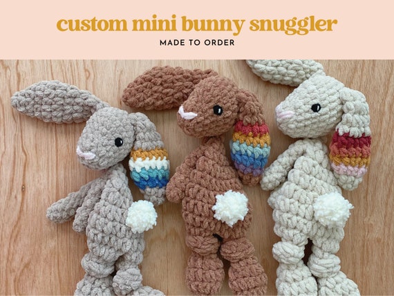 CUSTOM Bunny Snuggler - Crochet Bunny Lovey - Easter Basket Stuffer - Spring Baby Shower Gift - Rainbow Baby - Boho Stuffed Bunny
