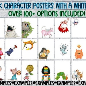 Diverse Book Character Posters- Classroom Storybook Characters with a White Background- 100+ Posters Included