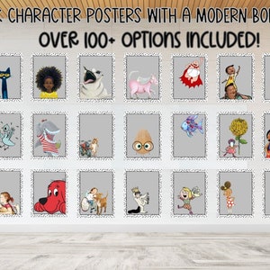 Boho Modern Theme Diverse Children’s Book Character Posters- Classroom Storybook Characters- 100+ Posters Included