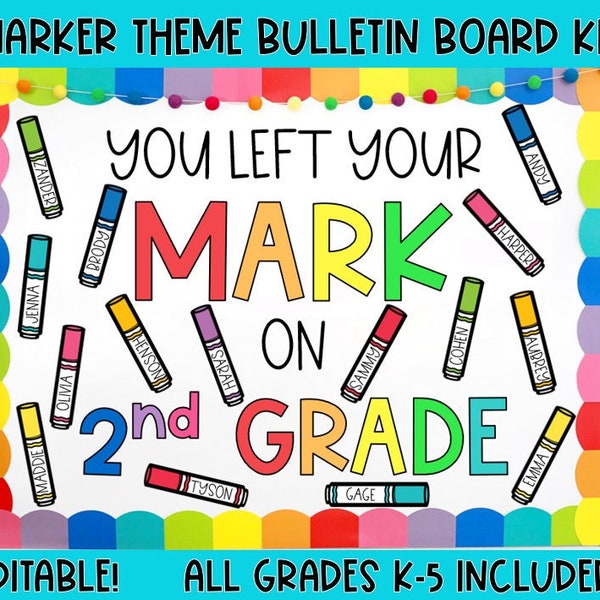 Marker Theme End of the School Year Bulletin Board Kit