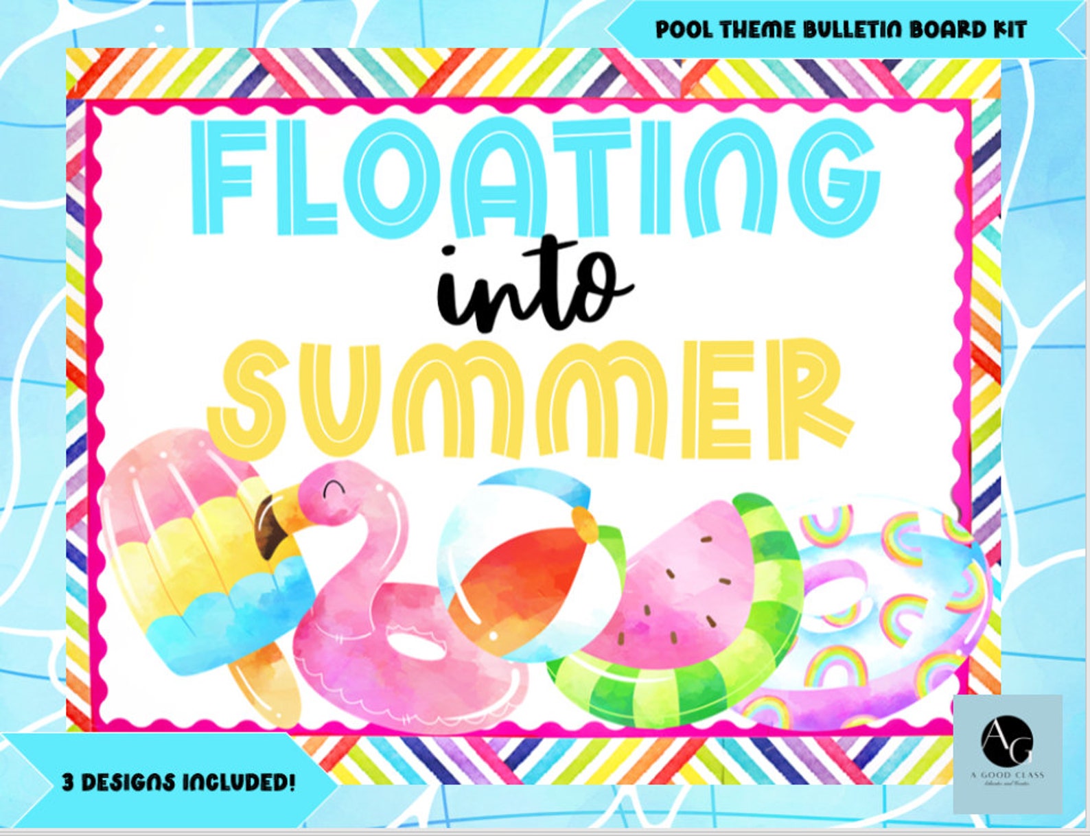 Summer Pool Floaties Theme Bulletin Board and Door Kit- End of the ...
