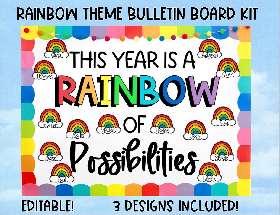 Rainbow of Possibilities Bulletin Board Door Kit Rainbow Theme Bulletin Board Etsy