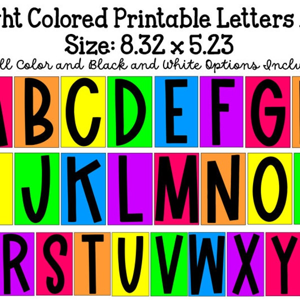 Lettres imprimables de A à Z aux couleurs vives
