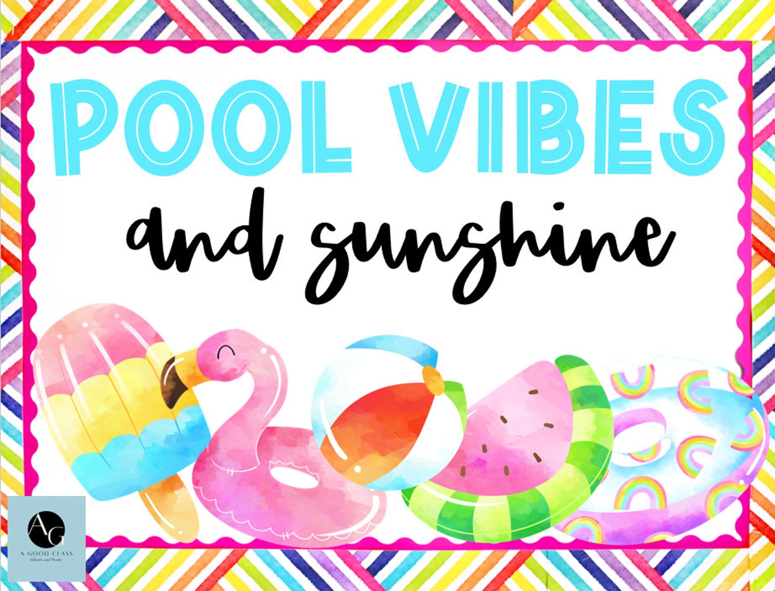 Summer Pool Floaties Theme Bulletin Board and Door Kit- End of the ...