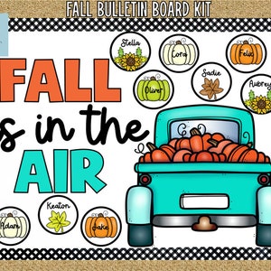 Fall is in the Air Bulletin Board and Door Kit- Fall Pumpkin Truck