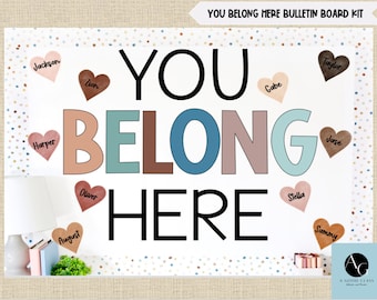 You Belong Here Bulletin Board and Door Kit - Neutrales Boho Modernes Klassenzimmer Dekor