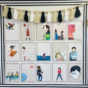 Diverse Book Character Posters for Older Elementary/ Jr. High and Middle School- Neutral Boho Modern Background- 46 Options