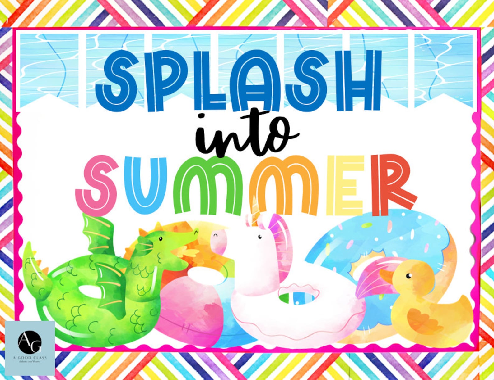 Summer Pool Floaties Theme Bulletin Board and Door Kit- End of the ...