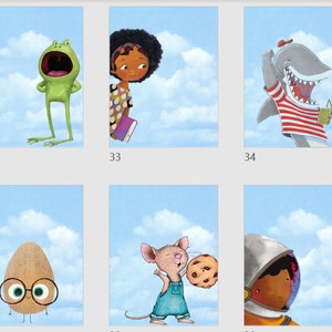 Children’s Book Character Posters Featuring a Sky Theme Background- 100+ Diverse Character Posters Included!