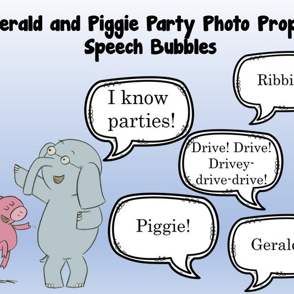 Piggie and Elephant Photo Prop Speech Bubbles